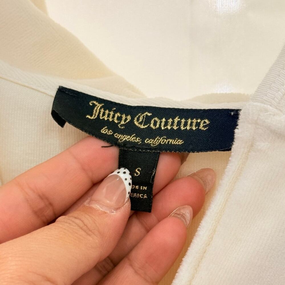Vintage Juicy Couture White Babydoll‎ Hooded J Zipper Cardigan Small - Picture 5 of 5